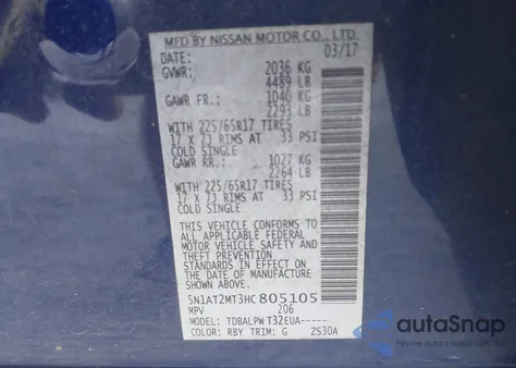 2017 Nissan Rogue S from USA, damaged, VIN 5N1AT2MT3HC805105